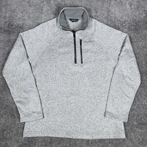 Eddie Bauer Sweater Fleece‎ Mens Medium Gray 1/4 Zip Long Sleeve Pullover